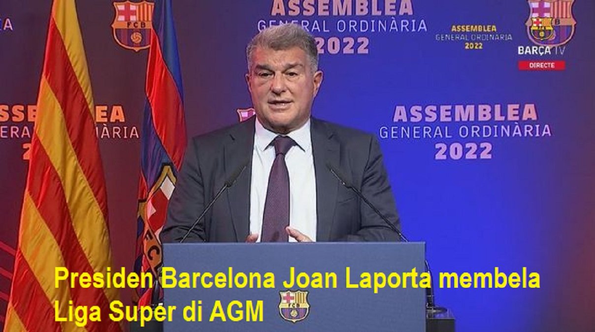 Presiden Barcelona Joan Laporta membela Liga Super di AGM