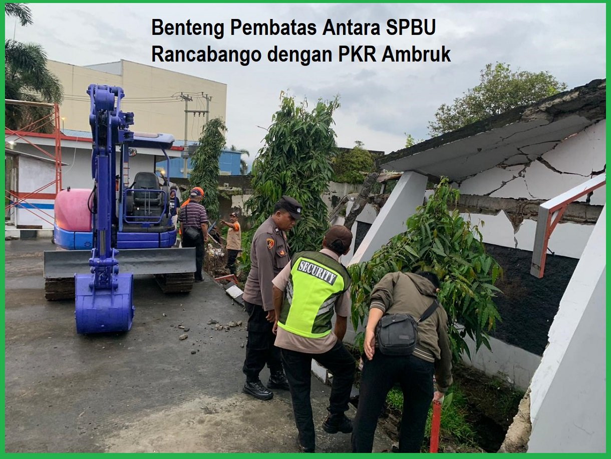 Benteng Pembatas Antara SPBU Rancabango dengan PKR Ambruk