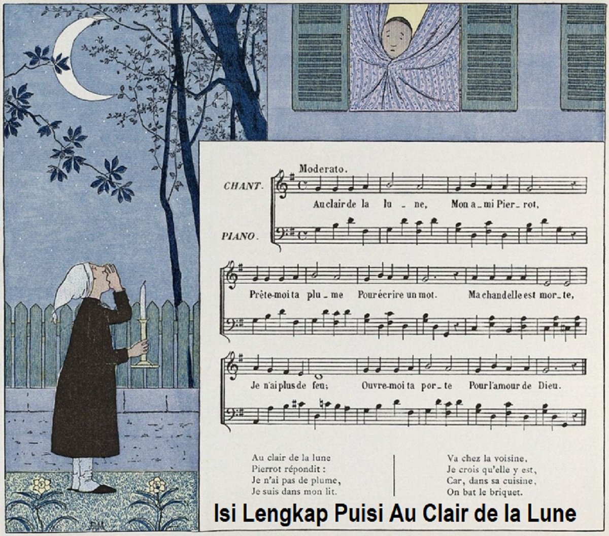 Isi Lengkap Puisi Au Clair de la Lune